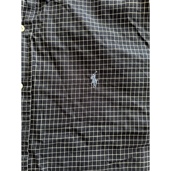 Ralph Lauren Classic Fit XL Button Up Check Navy Blue Light BluePony Long Sleeve - Picture 4 of 11
